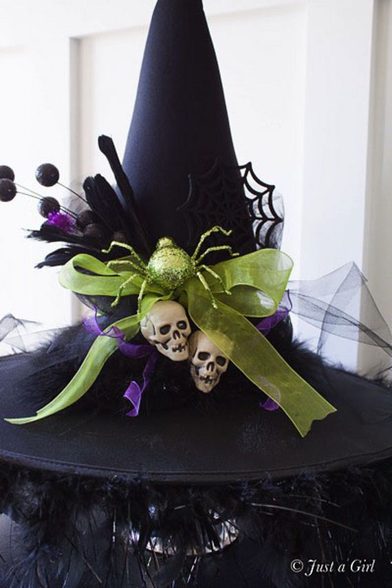 DIY Witches Hat - Halloween Decor from Just a Girl. Tutorial at TidyMom.net