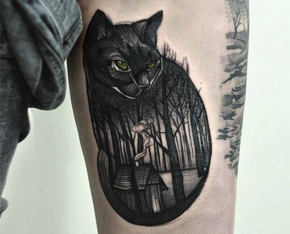 09-black-cat-tattoo-design
