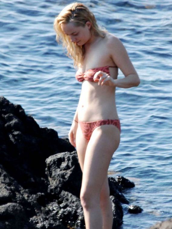 Dakota-Johnson-in-Red-Bikini
