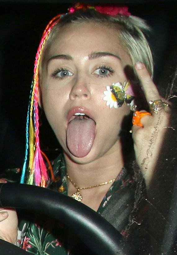 Miley Cyrus leaving the Chateau Marmont last night (after not drinking *win...