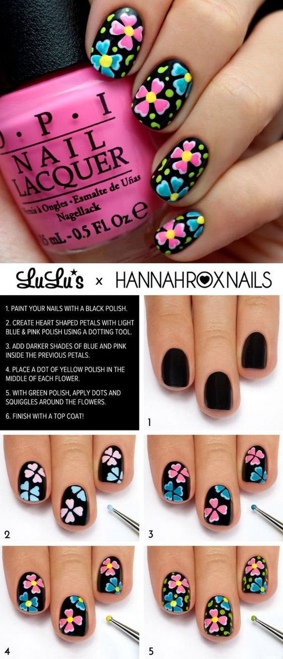Amazing Paint Floral Nails - 12thBlog