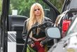 Singer Avril Lavigne refuels her truck at Malibu gas station